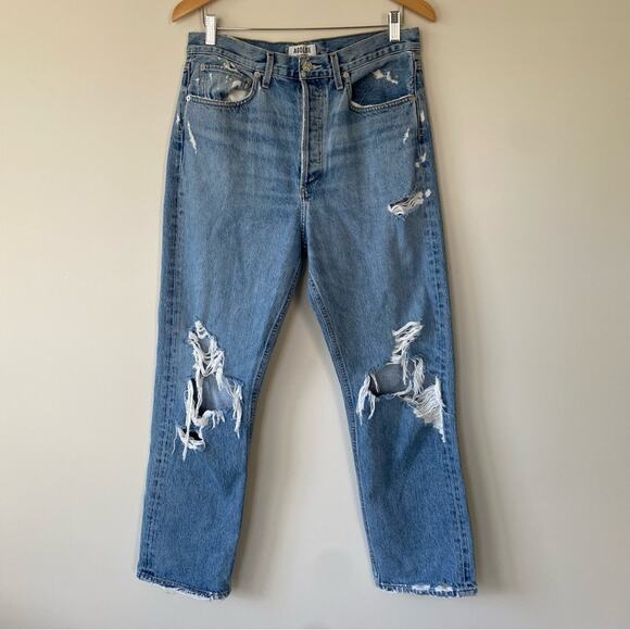 AGOLDE - 90's Mid Rise Loose Fit in Fall Out Distressed Jeans Size 29 - Picture 2 of 16